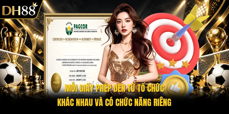 Mỗi giấy phép đến từ tổ chức khác nhau và có chức năng riêng